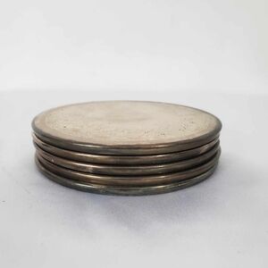 Vintage Rodd Silverplate Set of 5 Tumbler Coasters, Floral Design, Australia